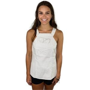 Tulle Tan & White Check Top with Racer Back Cute M